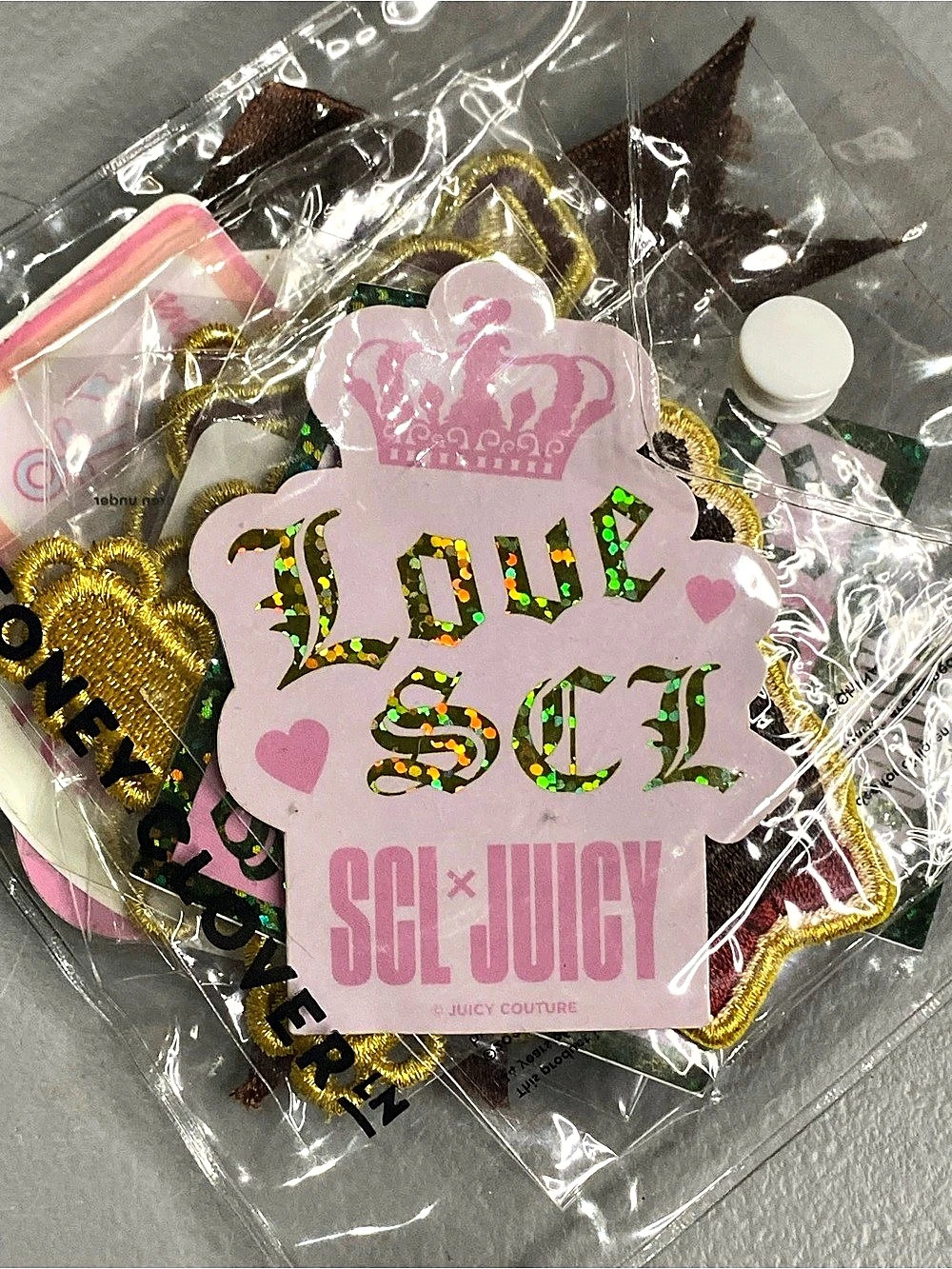 Stoney Clover Lane x Juicy Couture Love SCL Patch Pink & Gold